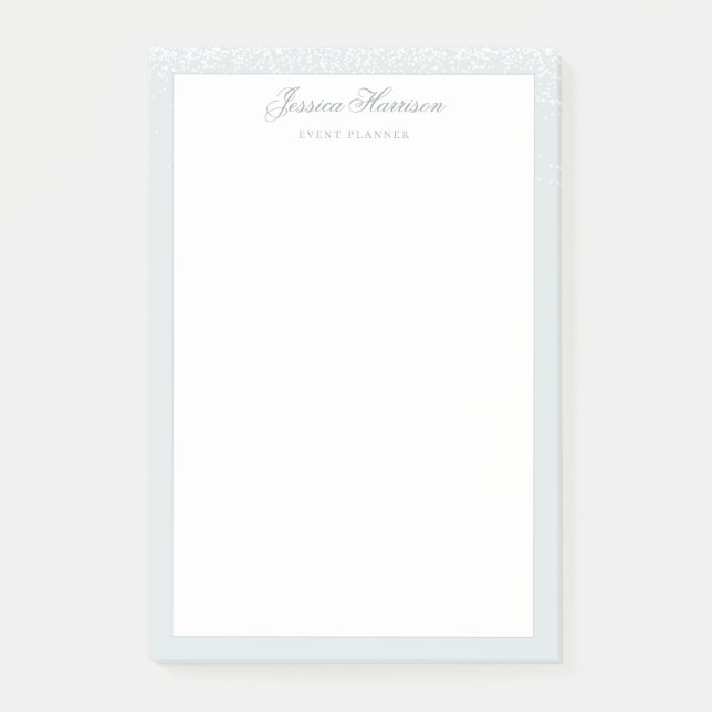 Bloco De Notas Confetti Branco de Cinzas Simples Elegante 4x6 (Frente)