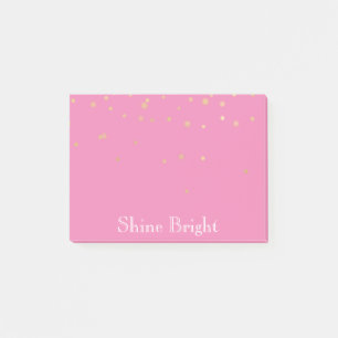 Bloco De Notas Confetti Dourado Rosa