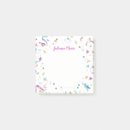 Bloco De Notas Confetti Party Pink and Blue Sparkle