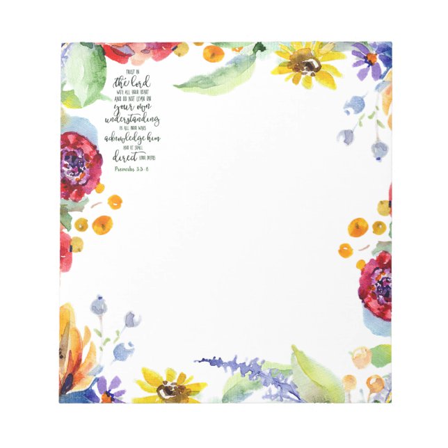 Bloco De Notas Confie no Senhor floral (Frente)