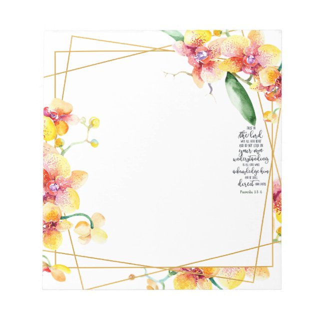 Bloco De Notas Confie no Senhor floral (Frente)