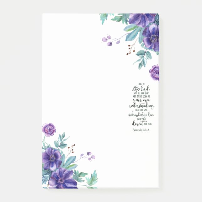 Bloco De Notas Confie no Senhor floral (Frente)