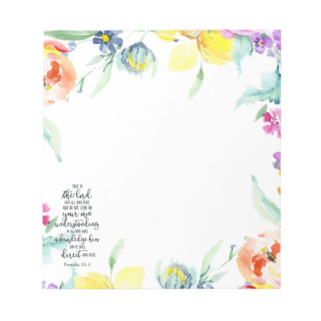 Bloco De Notas Confie no Senhor floral (Frente)