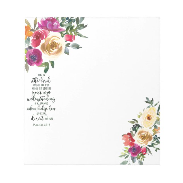 Bloco De Notas Confie no Senhor floral (Frente)