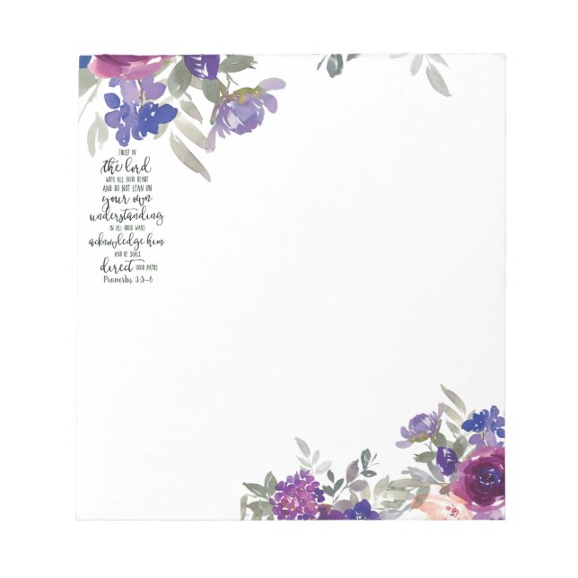 Bloco De Notas Confie no Senhor floral (Frente)