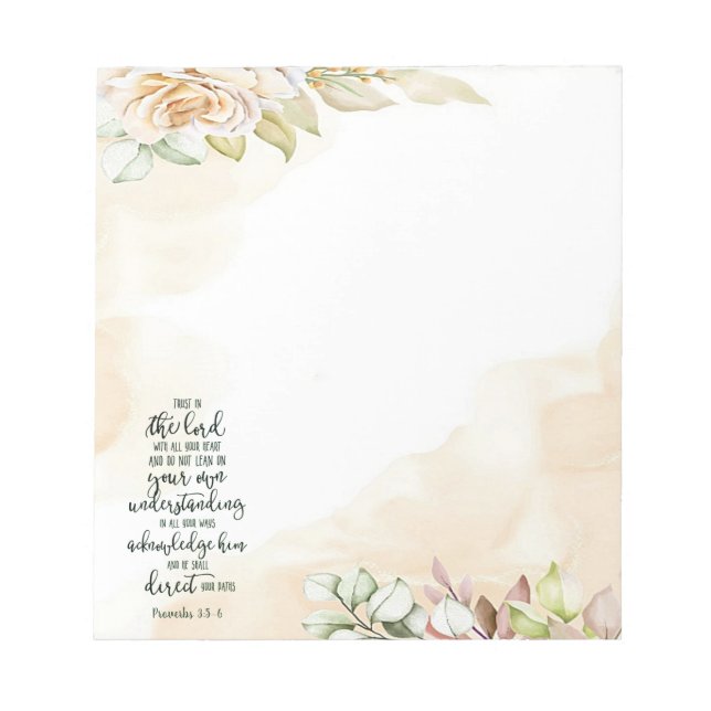 Bloco De Notas Confie no Senhor floral (Frente)