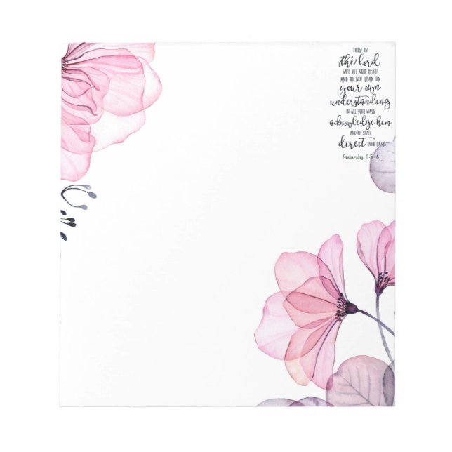 Bloco De Notas Confie no Senhor floral (Frente)