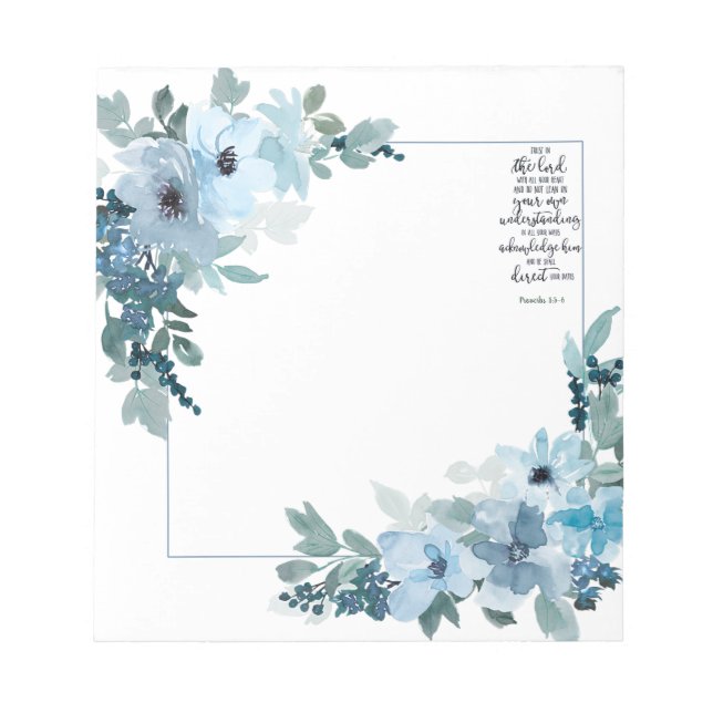 Bloco De Notas Confie no Senhor floral (Frente)