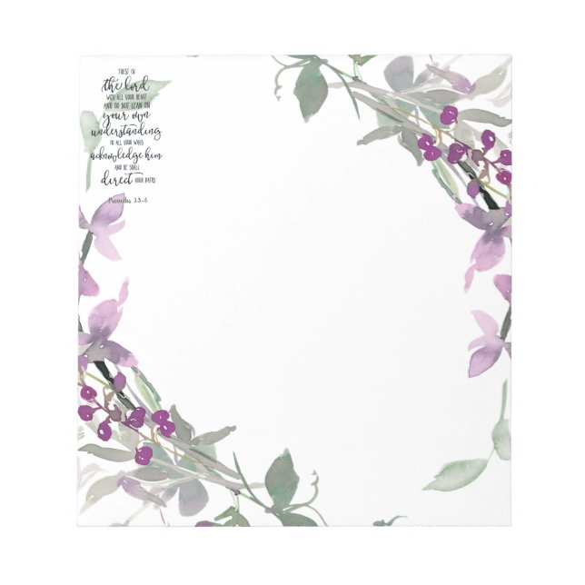 Bloco De Notas Confie no Senhor floral (Frente)