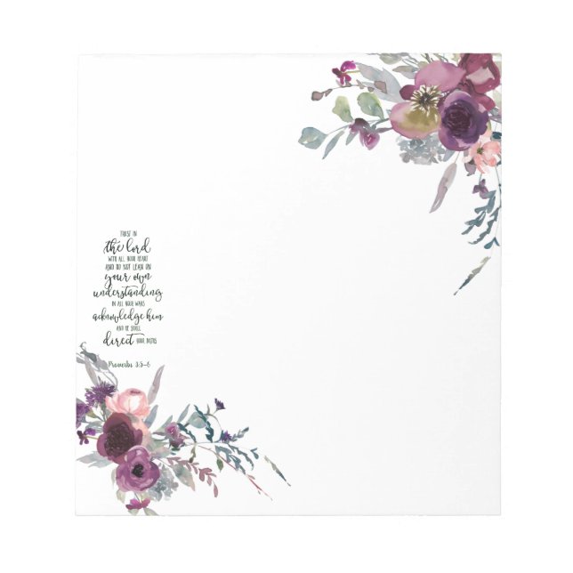 Bloco De Notas Confie no Senhor floral (Frente)