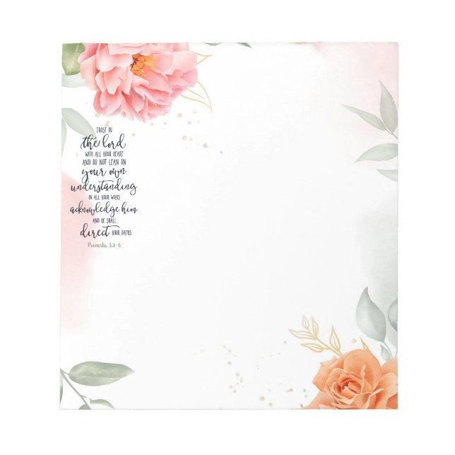Bloco De Notas Confie no Senhor floral (Frente)