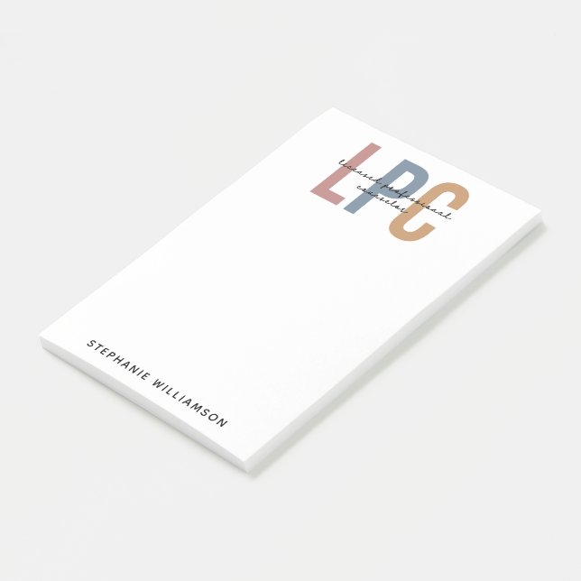 Bloco De Notas Conselheiro profissional licenciado para LPC perso (Inclinado)