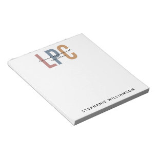 Bloco De Notas Conselheiro profissional licenciado para LPC perso