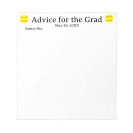 Bloco De Notas Conselhos de Softball para o Formando