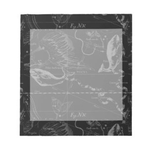 Bloco De Notas Constelação Hevelius 1690 dos peixes no preto