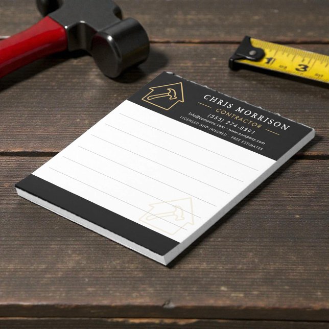 Bloco De Notas Construction Company Black Gold Notepad (Criador carregado)