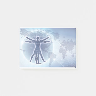 Bloco De Notas Contexto do Mapa Mundial do Homem Vitrúvio