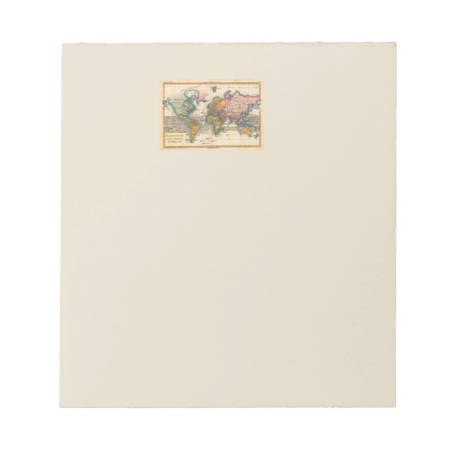 Bloco De Notas Continentes Antigos do Mapa Mundial dos Anos 1700 (Frente)