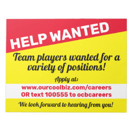 Bloco De Notas Contratação de ajuda desejada para o bloco de nota