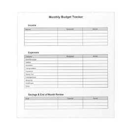 Bloco De Notas Controlador de Orçamento Mensal