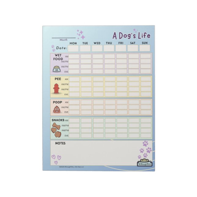 Bloco De Notas Controlador Diário de Cães: Iniciador de Segunda-F (Invertido)