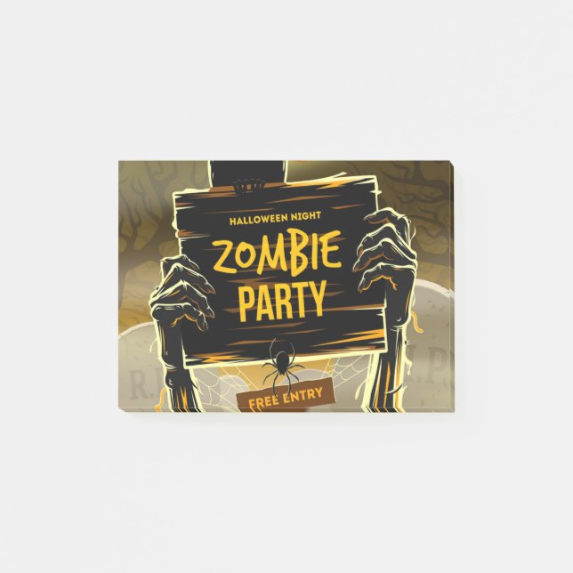 Bloco De Notas convite de halloween para festa de zumbis (Frente)