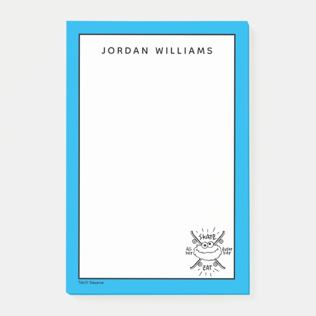 Bloco De Notas Cookie Monster Skate Logo - Skate, Eat, 24/7 (Frente)