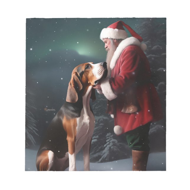 Bloco De Notas Coonhound Walker de Árvore Papai Noel Natal (Frente)