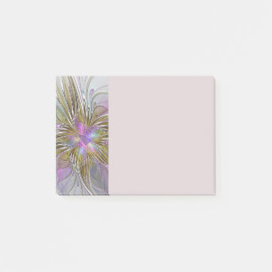 Bloco De Notas Cor Abstrata Floral Colorida Com Rosa & Dourado