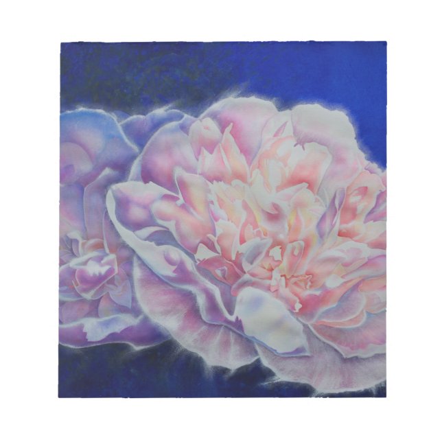 Bloco De Notas Cor-de-água branca azul-rosa, elegante romântica (Frente)