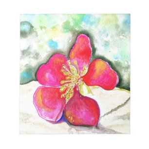 Bloco De Notas Cor de Água do Flor Rosa Misteriosa