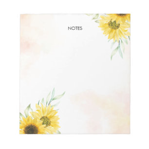 Bloco De Notas Cor de água do girassol amarelo personalizado