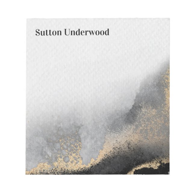 Bloco De Notas Cor de Água Negra e Dourada Moderna (Frente)