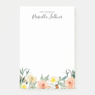 Bloco De Notas Cor De Água Rosa Esmagada Da Mesa Do