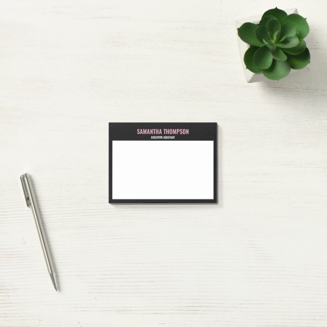 Bloco De Notas Cor-de-rosa-chic moderno, branco e preto (Escritótio)