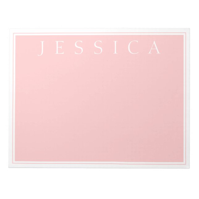 Bloco De Notas Cor-de-Rosa claro | Seu nome (Frente)