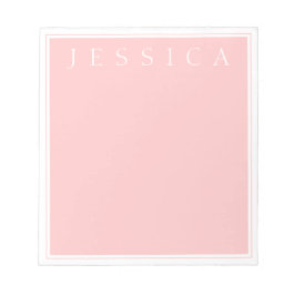 Bloco De Notas Cor-de-Rosa claro | Seu nome em branco