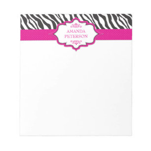 Bloco de notas cor-de-rosa da fita da zebra