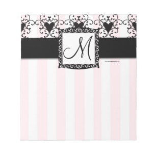 Bloco de notas cor-de-rosa das listras dos