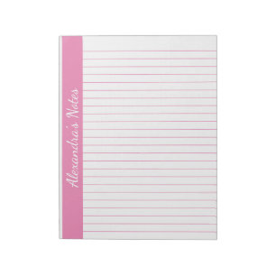 Bloco De Notas Cor de rosa elegante 8,5x11 - Tamanho da letra - N
