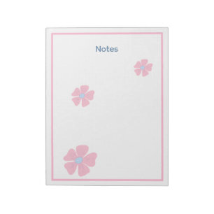 Bloco de Notas Cor-de-Rosa Floral Fofo
