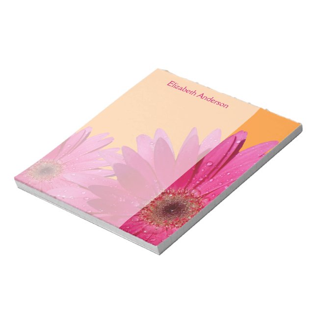 Bloco De Notas Cor de rosa laranja personalizado Gerbera Daisy No (Invertido)