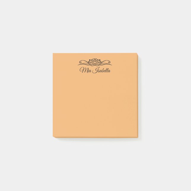 Bloco De Notas Cor de Tendência - Nome Laranja Suave (Frente)