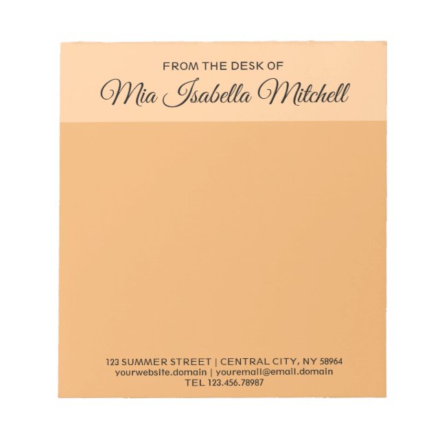 Bloco De Notas Cor de Tendência - Notepad Comercial Laranja Suave (Frente)