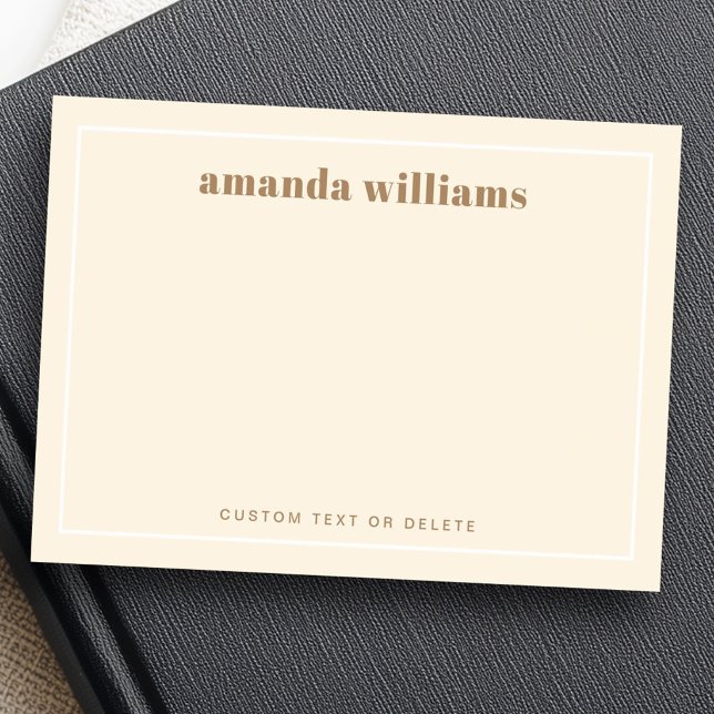 Bloco De Notas Cor moderna suave creme nome personalizado e texto (Modern soft cream color custom name and text post-it notes)
