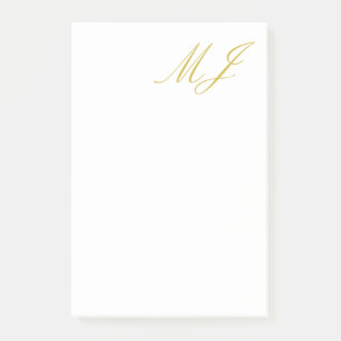 Bloco De Notas Cor Monograma Minimalista Moderno Dourado Tendênci