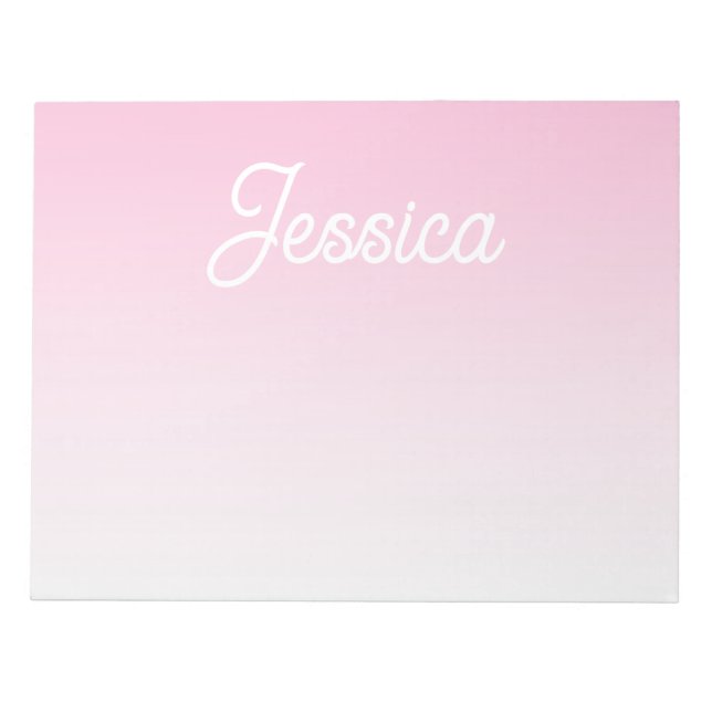 Bloco De Notas Cor Ombre Rosa Claro (Editável) & Seu Texto (Frente)