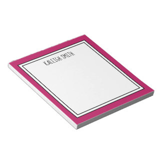 Bloco De Notas Cor Rosa Brilhante Branco Cor Editável Personaliza