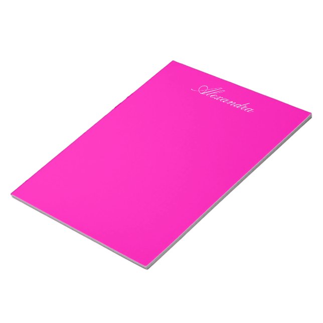 Bloco De Notas Cor Sólida Neon-Rosa Personalizar (Inclinado)