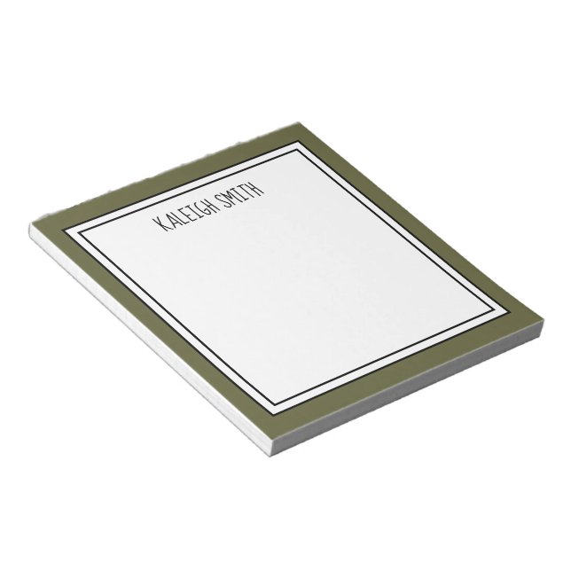 Bloco De Notas Cor Verde Musgo Personalizável Branco (Inclinado)